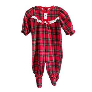 Laura Dare Tartan Flannel Footed Pajamas Red Size 18M